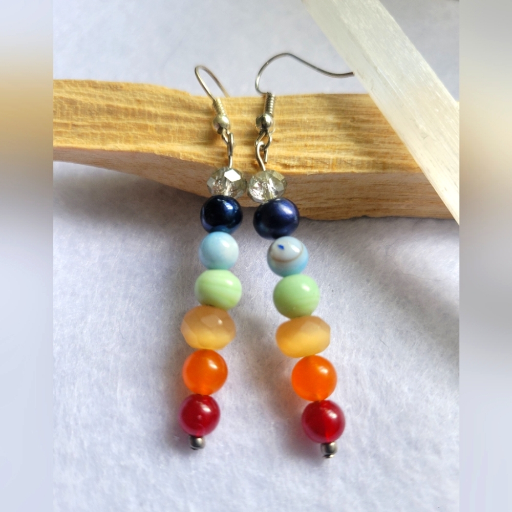 Rainbow Chakra beaded earrings
